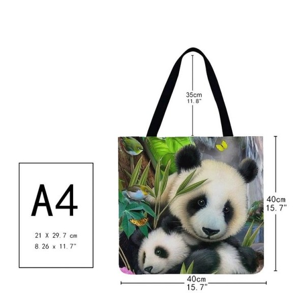 Linen Tote Bag -  panda