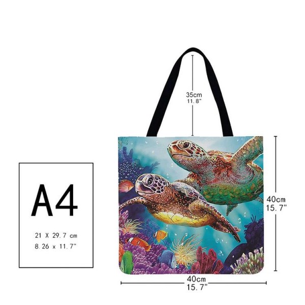 Linen Tote Bag -  sea ​​turtle