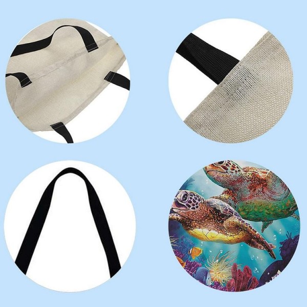 Linen Tote Bag -  sea ​​turtle