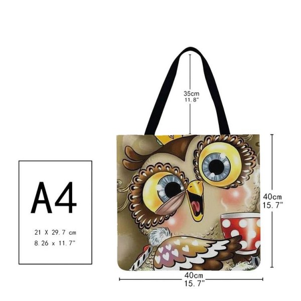 Linen Tote Bag -  owl