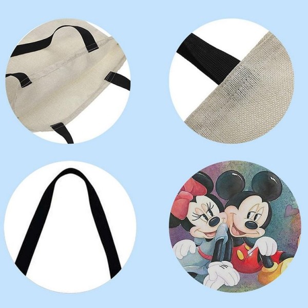 Linen Tote Bag -  mickey mouse and friends