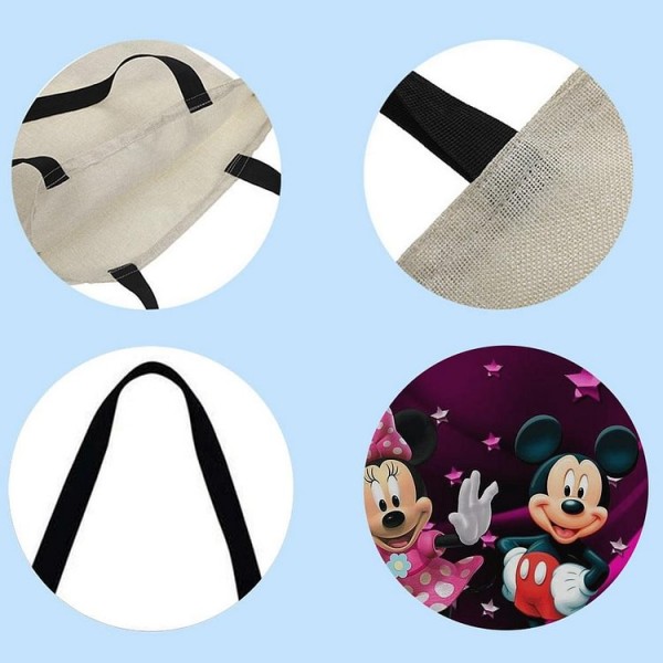 Linen Tote Bag -  mickey mouse and friends