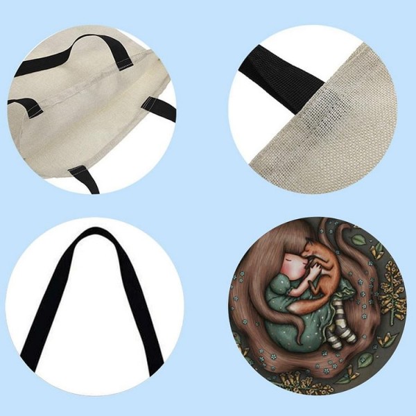 Linen Tote Bag -  cartoon doll