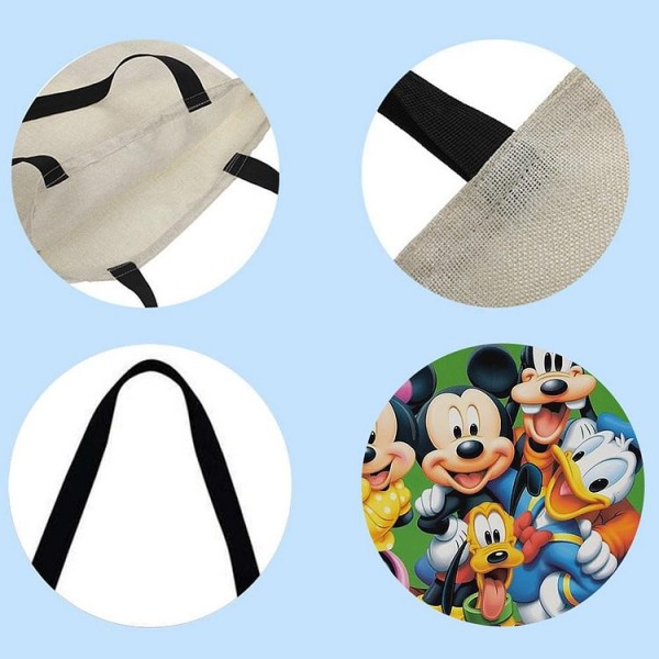 Linen Tote Bag -  mickey mouse and friends