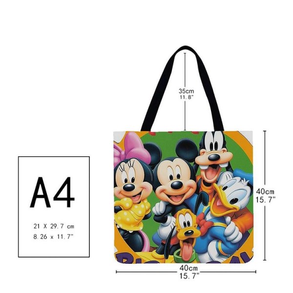 Linen Tote Bag -  mickey mouse and friends