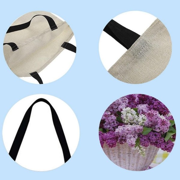 Linen Tote Bag -  flower basket