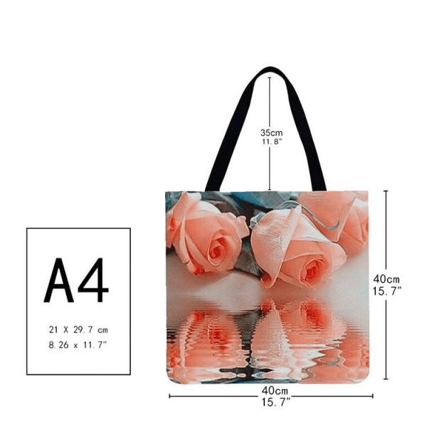 Linen Tote Bag -  rose flower