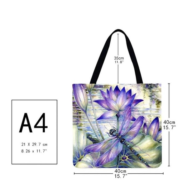 Linen Tote Bag -  lotus