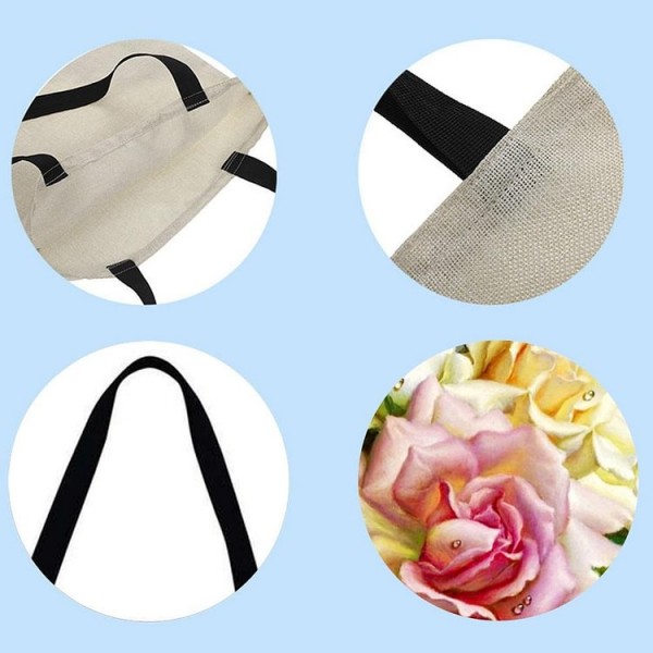 Linen Tote Bag -  rose flower