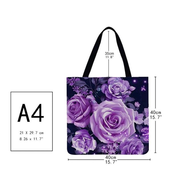 Linen Tote Bag -  rose flower