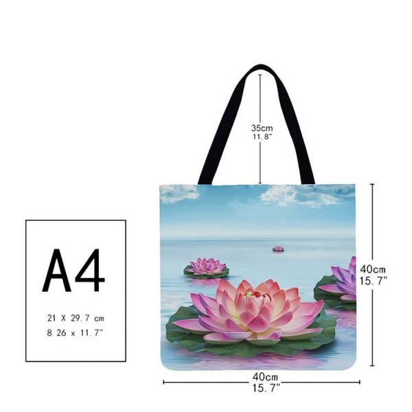 Linen Tote Bag -  water lily