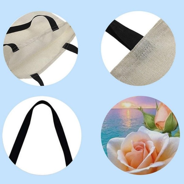 Linen Tote Bag -  rose flower