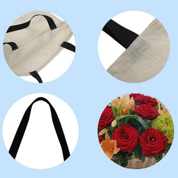 Linen Tote Bag -  rose flower