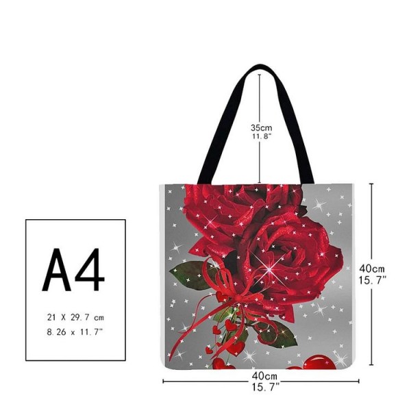 Linen Tote Bag -  rose flower