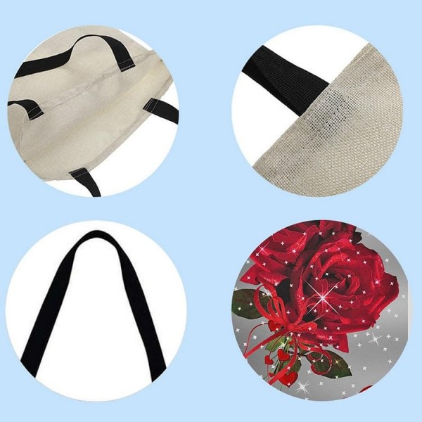 Linen Tote Bag -  rose flower