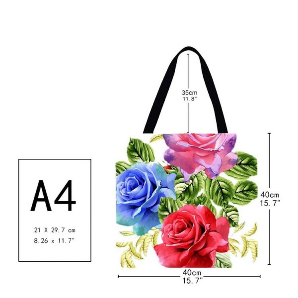 Linen Tote Bag -  rose flower