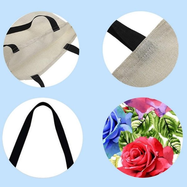 Linen Tote Bag -  rose flower