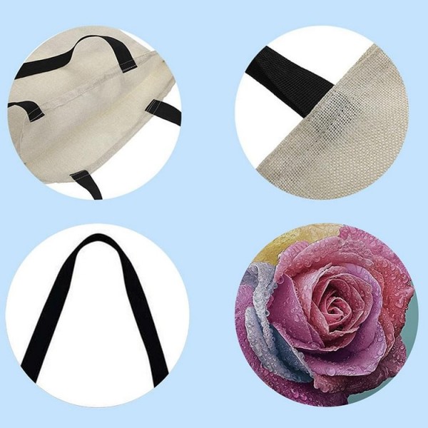 Linen Tote Bag -  rose flower