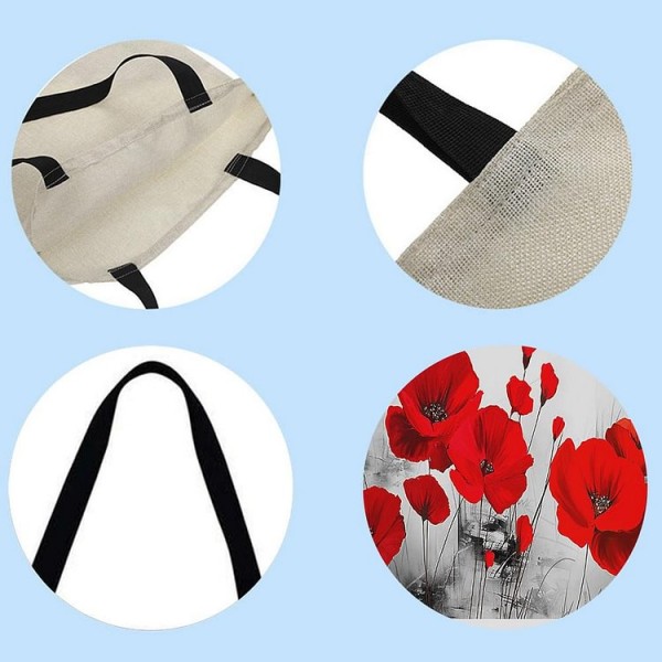 Linen Tote Bag -  poppy