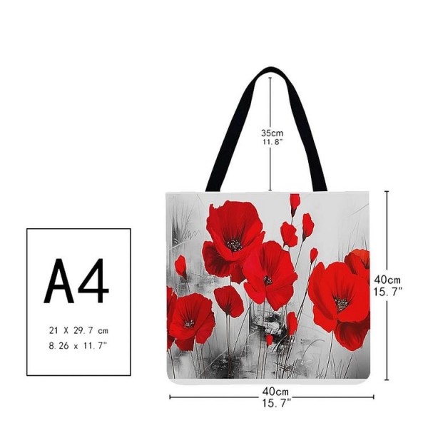 Linen Tote Bag -  poppy