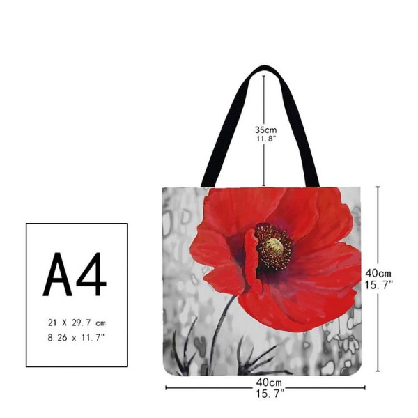 Linen Tote Bag -  poppy