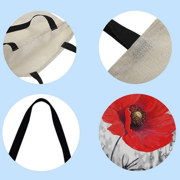 Linen Tote Bag -  poppy