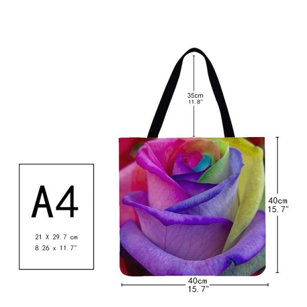 Linen Tote Bag -  rose flower