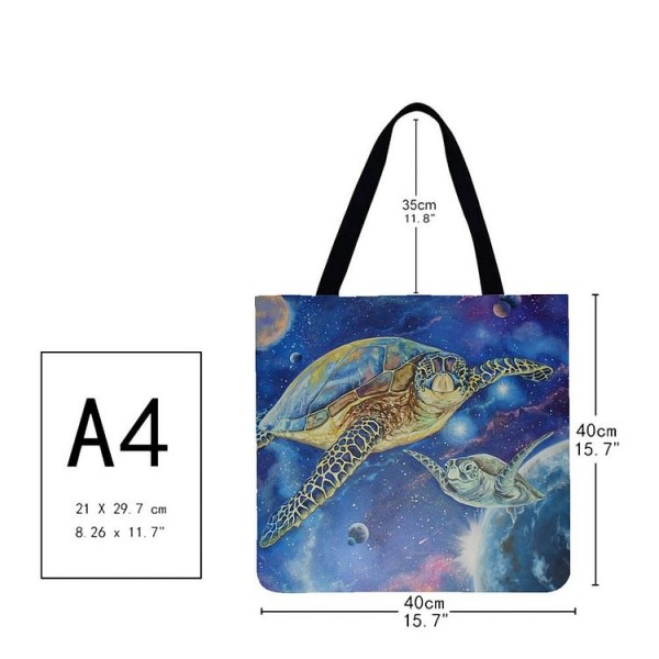 Linen Tote Bag -  sea ​​turtle