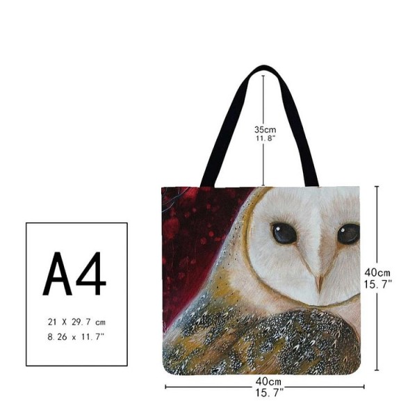 Linen Tote Bag -  owl