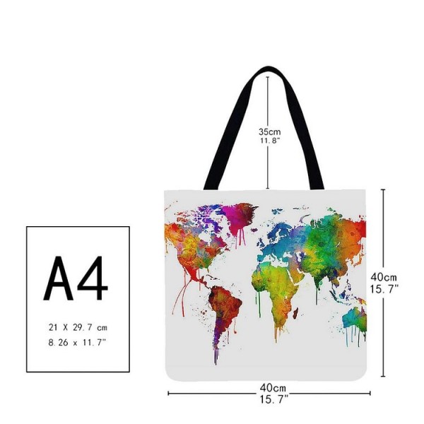 Linen Tote Bag -  map