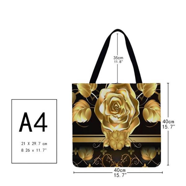 Linen Tote Bag -  rose flower