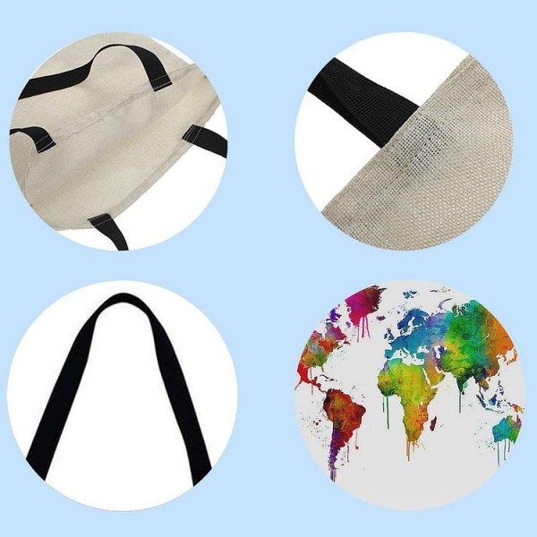 Linen Tote Bag -  map