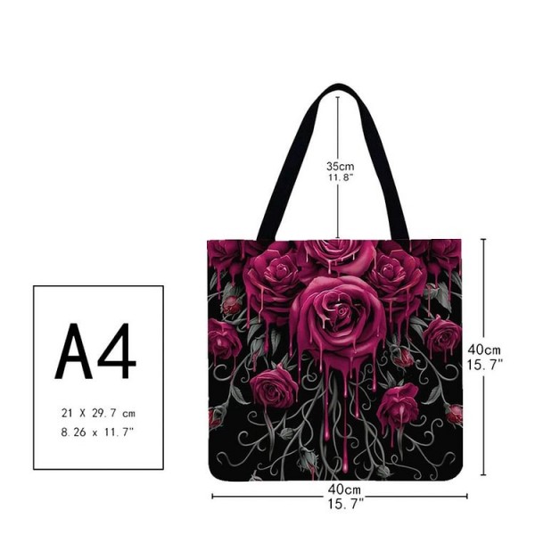 Linen Tote Bag -  rose flower