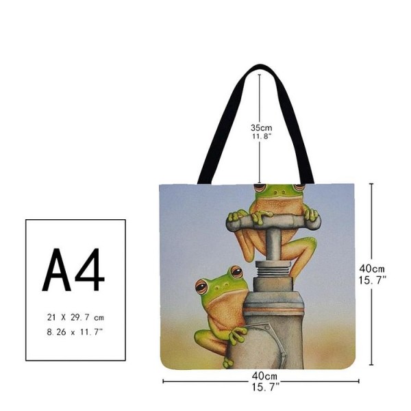 Linen Tote Bag -  frog