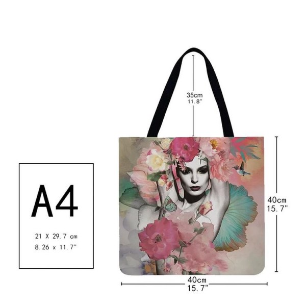 Linen Tote Bag -  flowers and beauties