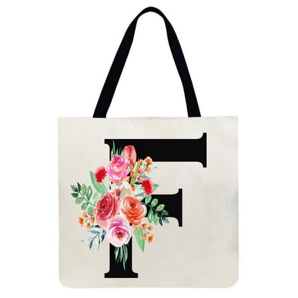 Linen Tote Bag - 26 Initials Tote Bag