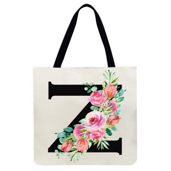 Linen Tote Bag - 26 Initials Tote Bag