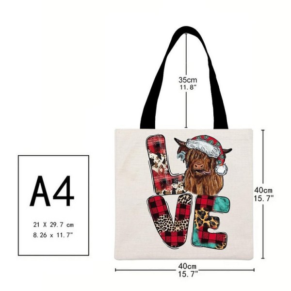 Love Highland Cow Christmas - Linen Tote Bag