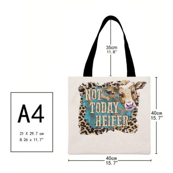 Not today heifer Leopard Cow Western style - Linen Tote Bag