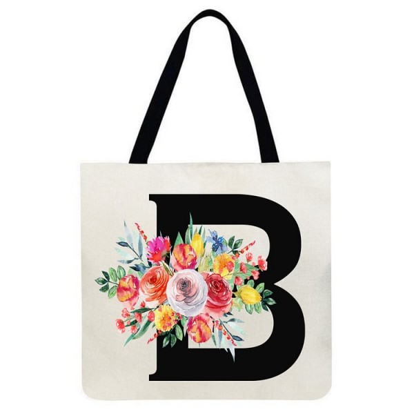 Linen Tote Bag - 26 Initials Tote Bag