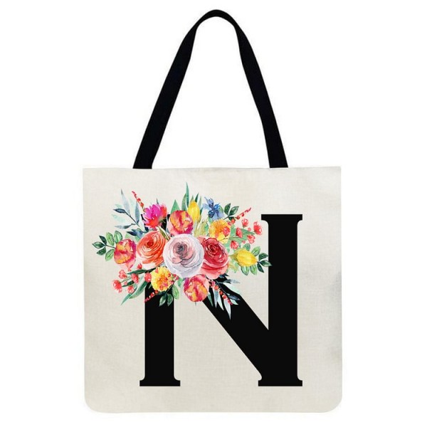 Linen Tote Bag - 26 Initials Tote Bag