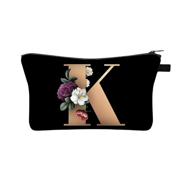 Designer Make Up Bags - 26 Initials Flower