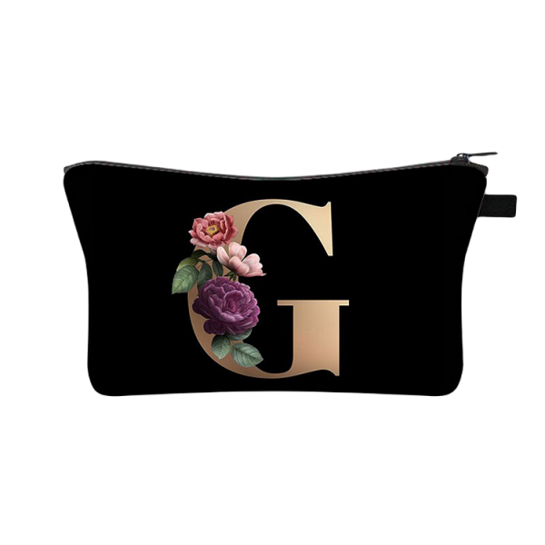 Designer Make Up Bags - 26 Initials Flower