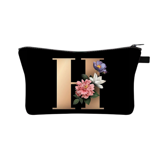 Designer Make Up Bags - 26 Initials Flower