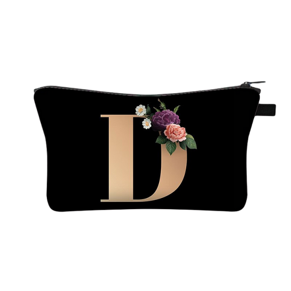 Designer Make Up Bags - 26 Initials Flower