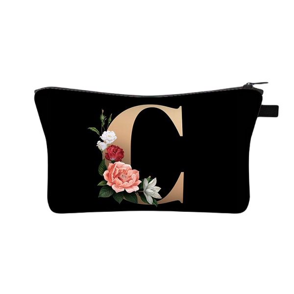 Designer Make Up Bags - 26 Initials Flower