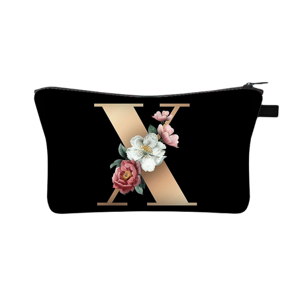 Designer Make Up Bags - 26 Initials Flower