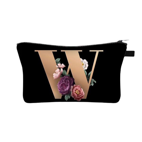 Designer Make Up Bags - 26 Initials Flower