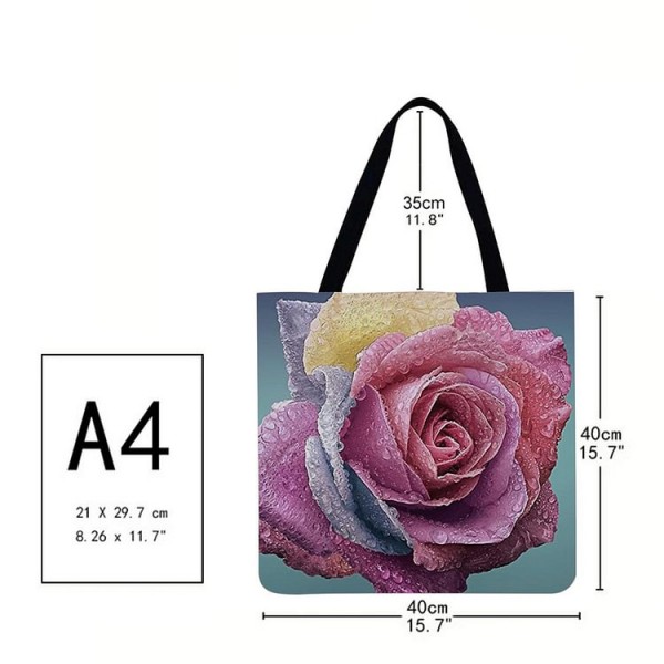 Linen Tote Bag - Elegant Flower