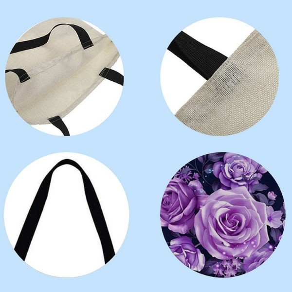 Linen Tote Bag - Elegant Flower